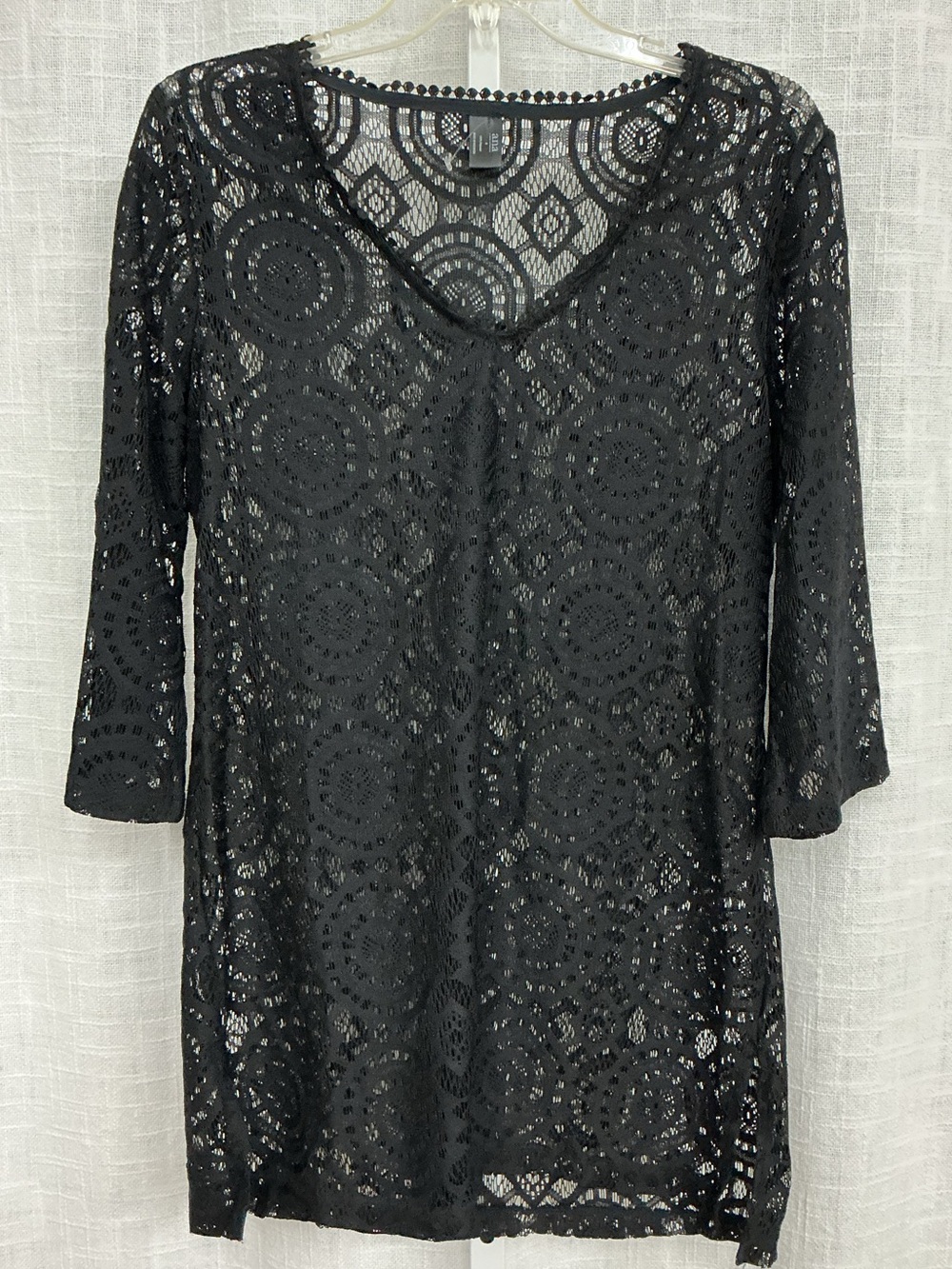 a.n.a Black Crochet Lace Swim Coverup/Tunic